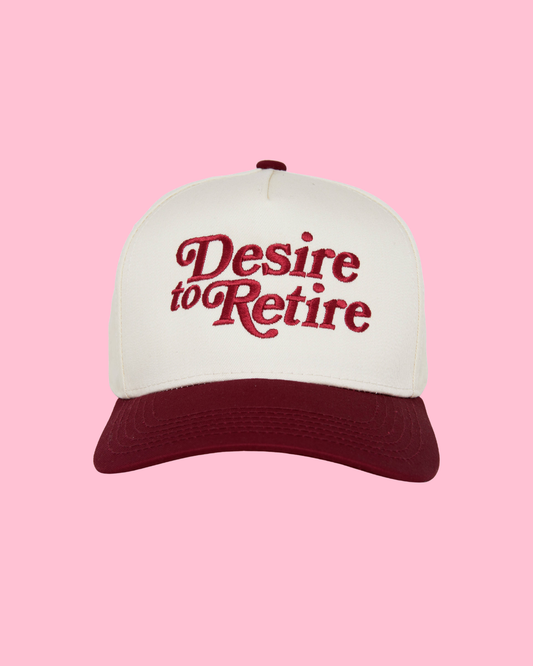 Two Tone Cap - Desire to Retire (Burgundy/Beige)