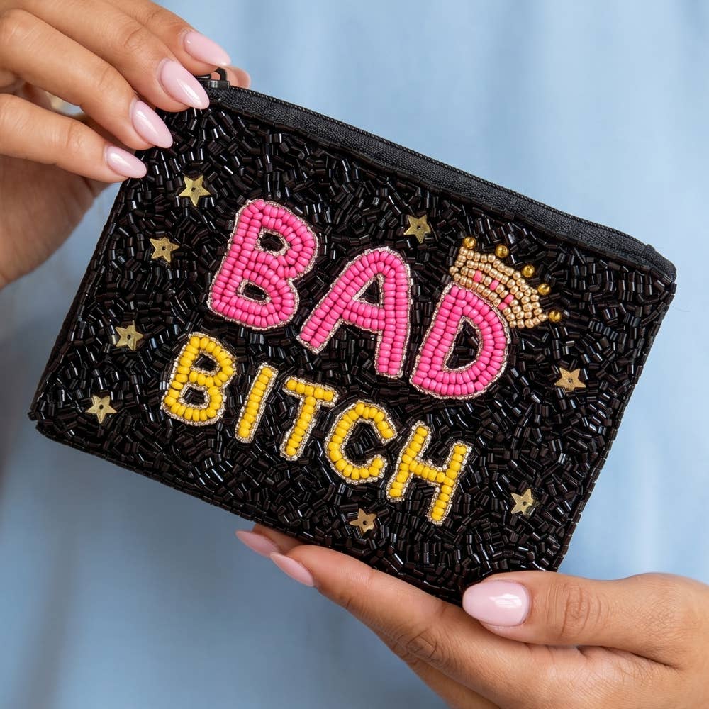 Bad Bitch Crown Beaded Coin Pouch