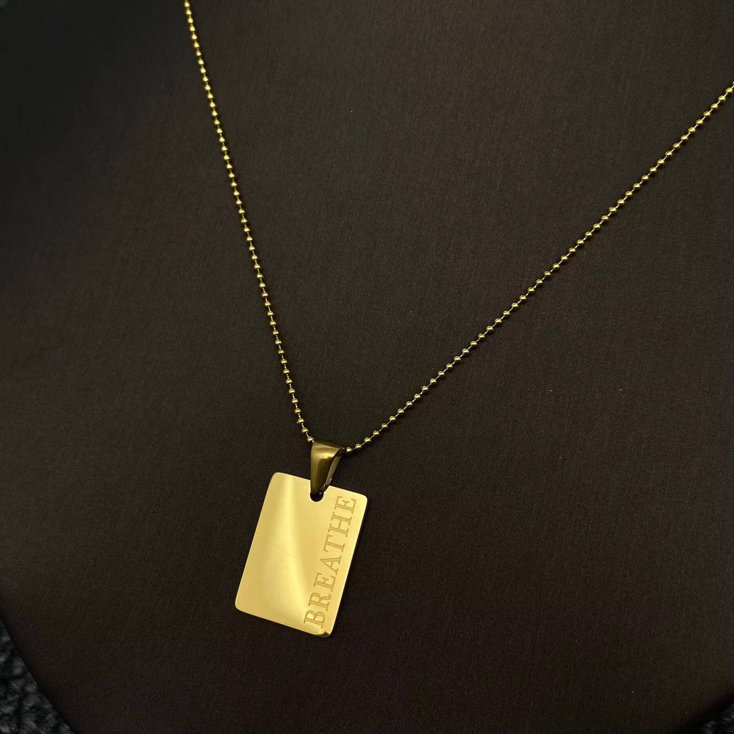 Inspiring Square Charm 18K Gold Plated S.Steel Necklace - FGS