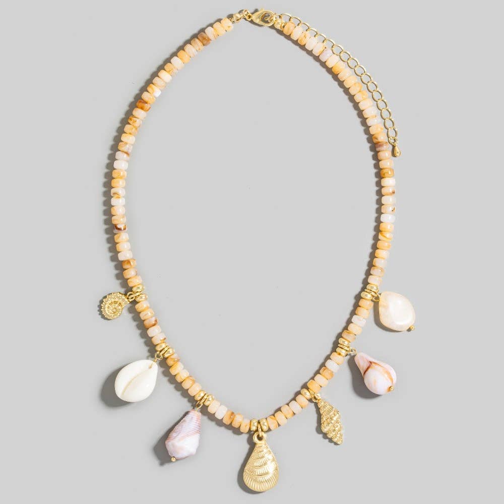 Stone Beads And Sea Life Charms Necklace