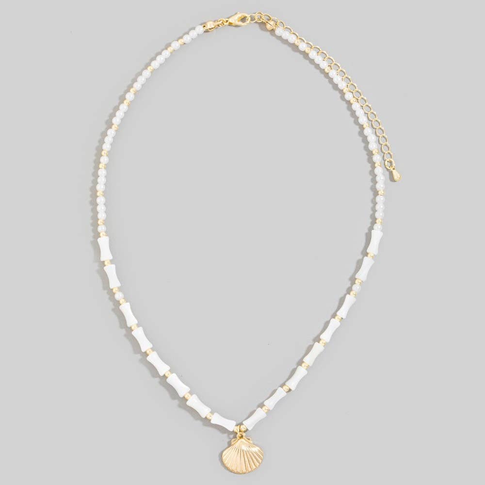 Sea Shell Charm Mother Of Pearl Mixed Beaded Necklace