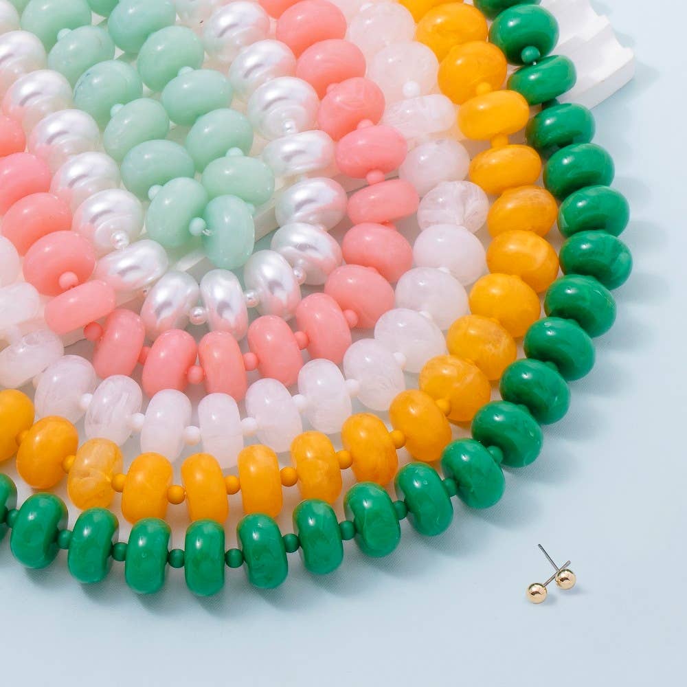 Bulky Acrylic Bead Link Necklace Set