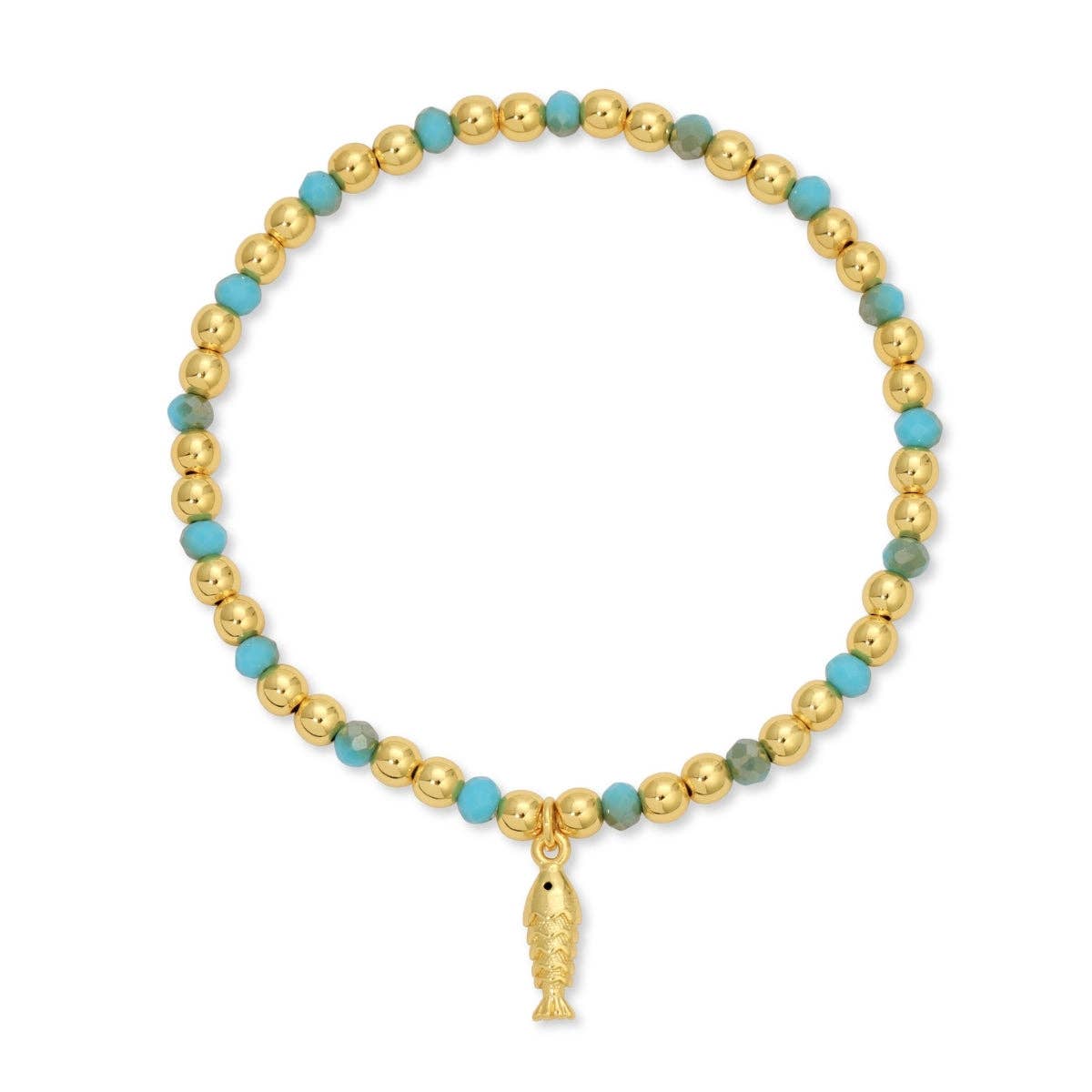 Fish Charm Beaded Stretch Bracelet