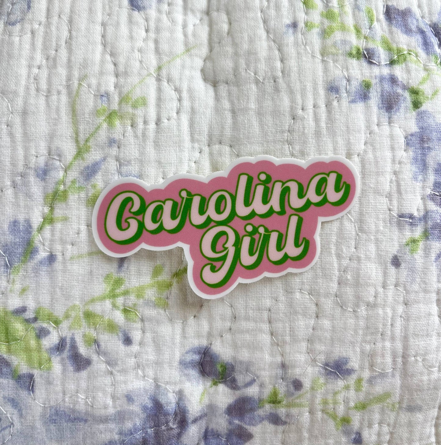 Carolina Girl North or South Pink and Green Vinyl Sticker
