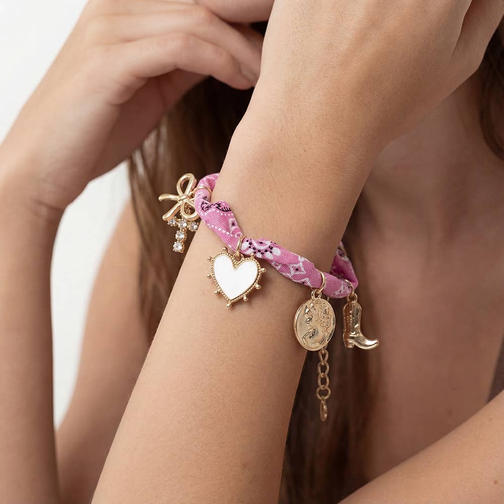 Assorted Charms Paisley Bandana Bracelet
