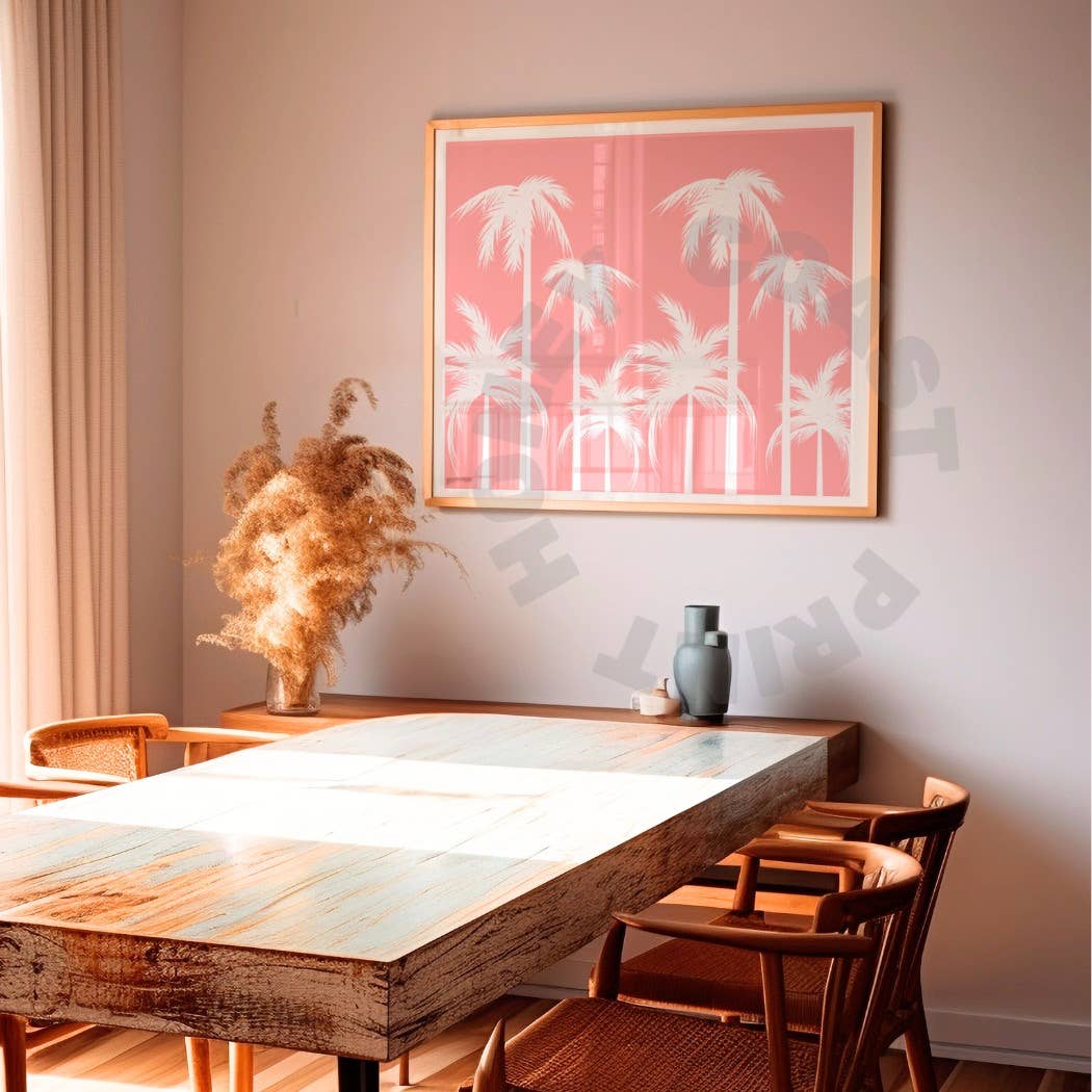 Landscape Coastal Cowgirl Pastel Palm Trees Wall Art Print