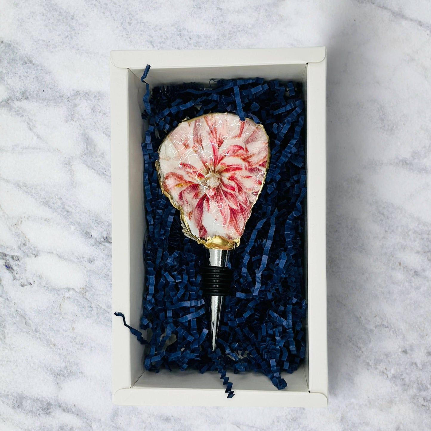 Vintage Red Dahlia Wine Stopper