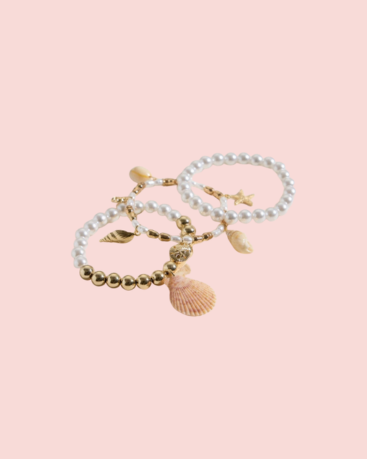 Coastal Pearl Charm Bracelet Set