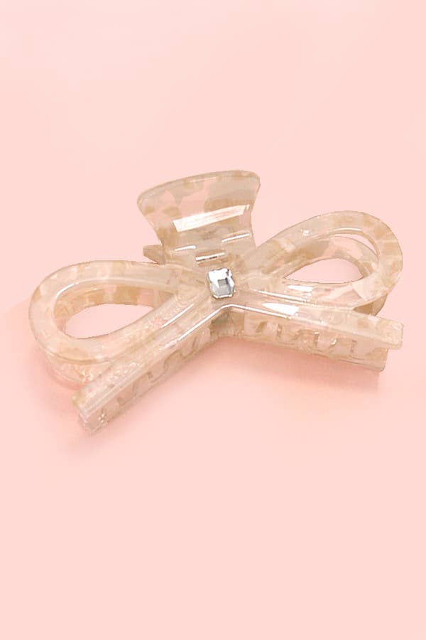 LARGE CUTE BOW RIBBON RHINESTONE HAIR CLAW CLIPS | 40H810