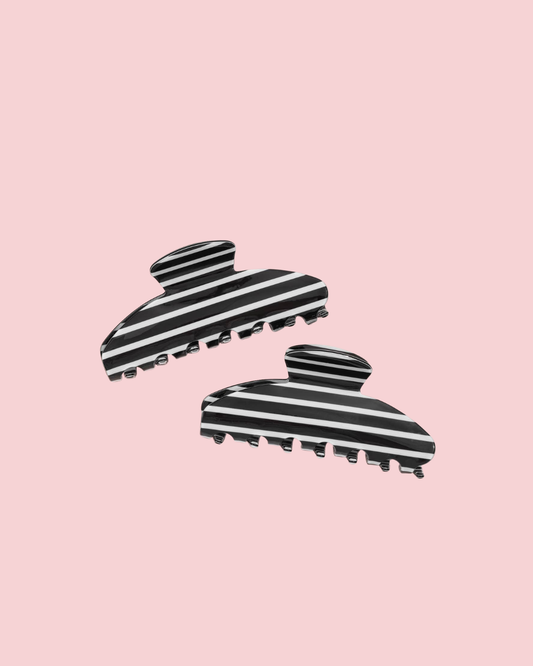 Black & White Horizontal Stripe Hair Claw Clip