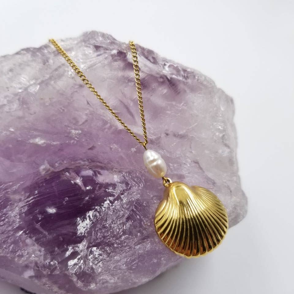Gold Plated Freshwater Pearls and Shell Necklaces