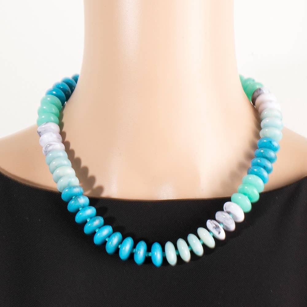 Marble Resin Disc Beaded Necklace