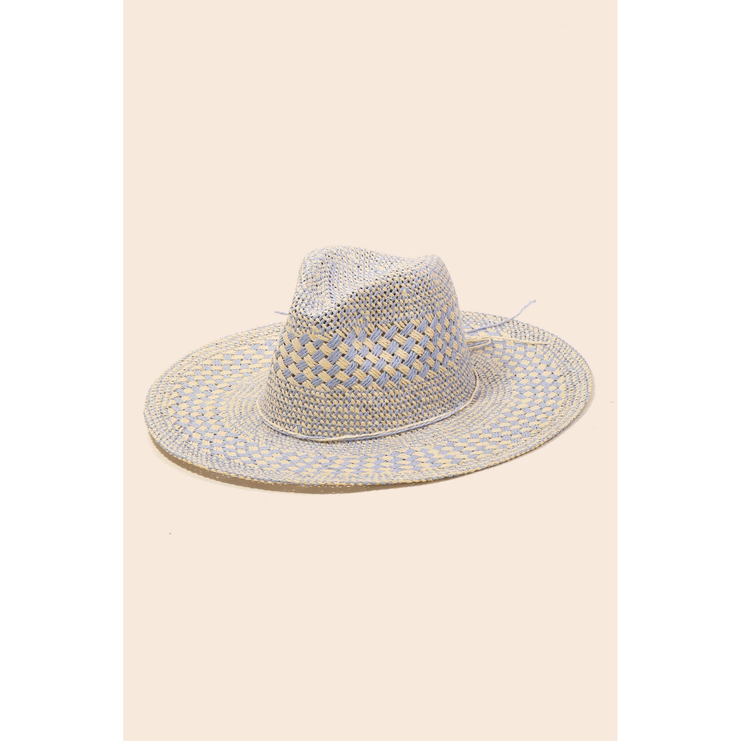 Checkered Straw Weave Sun Hat