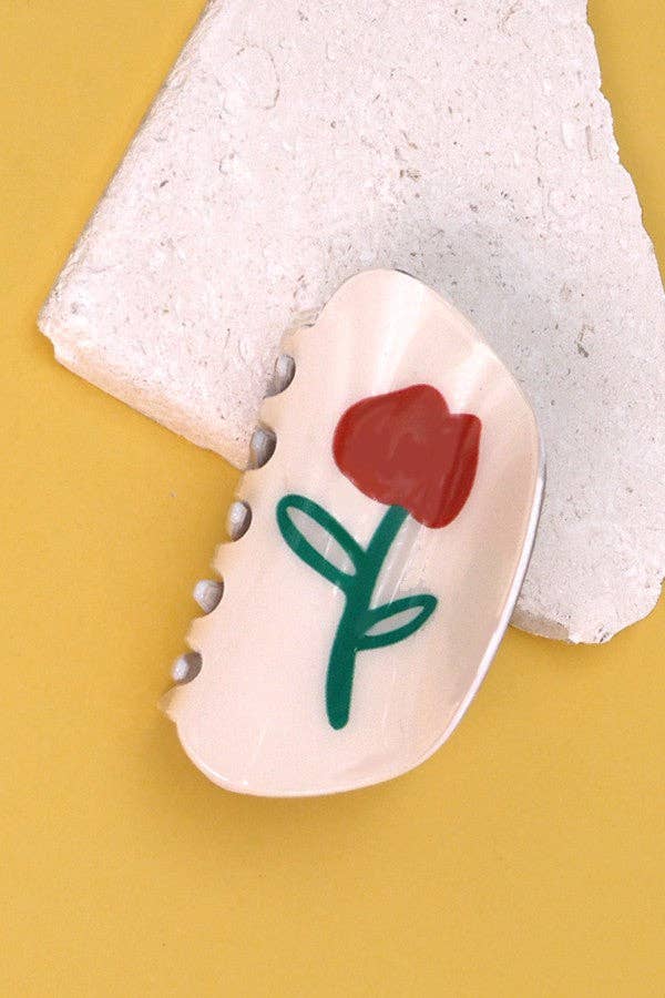 ORGANIC ROUND FLORAL HAIR CLAW CLIPS | 40H633