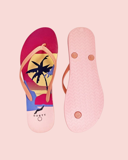 Norty Womens EVA Flip Flop Sandal Sunset Palm Prepack 22019B