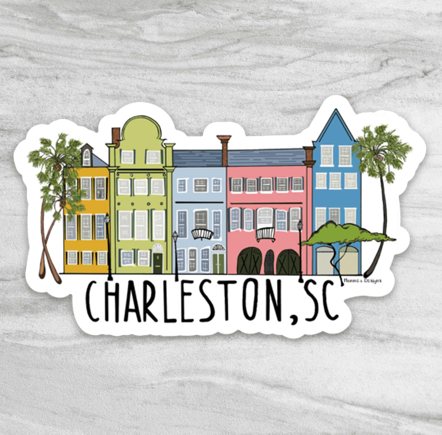 Rainbow Row Charleston, SC Sticker