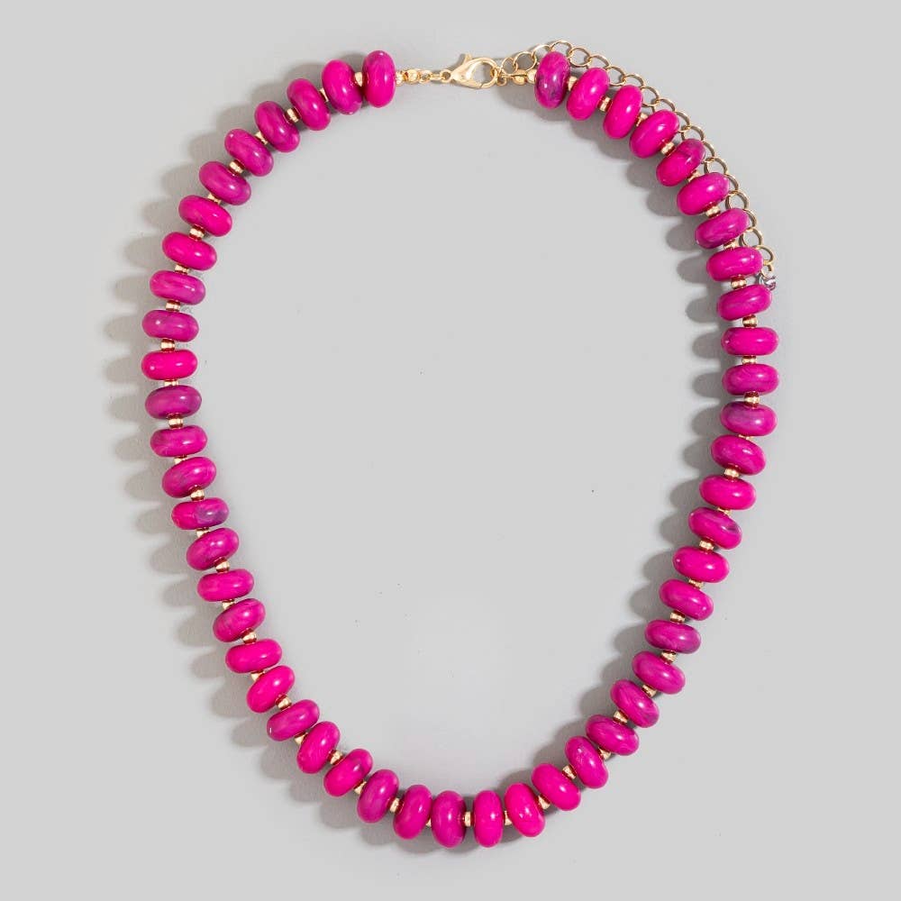 Marble Resin Disc Beaded Necklace