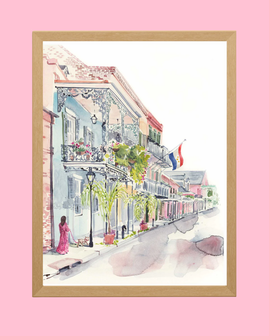 French Quarter Stroll Watercolor Fine Art Print