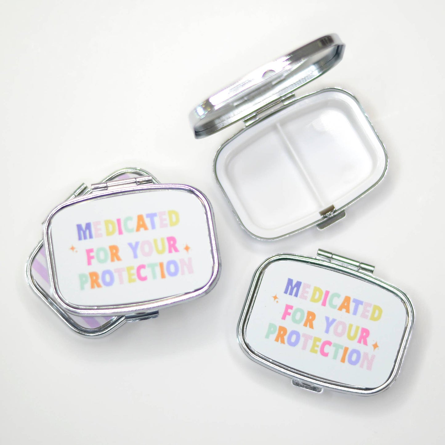 Funny Pill Box Compact Mirror Mental Health Gift Organizer
