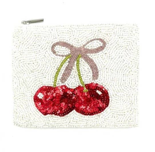 Cherry Beaded Coin Purse