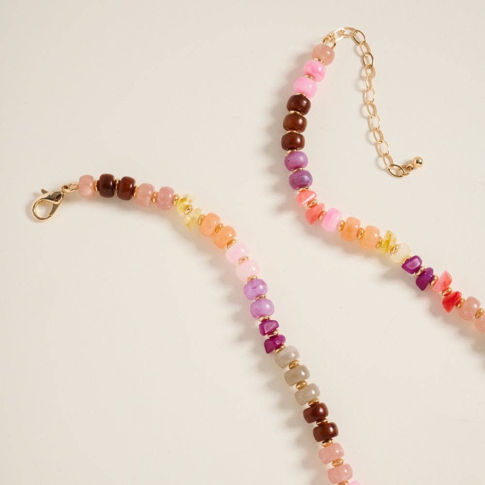 17Inch Mixed Marbled Ombre Beaded Pendant Necklace