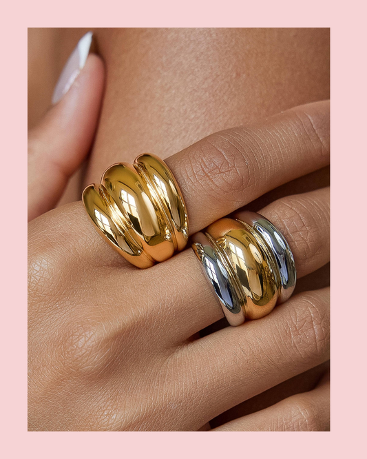 Daelen 18K Gold Non-Tarnish Dome Statement Ring