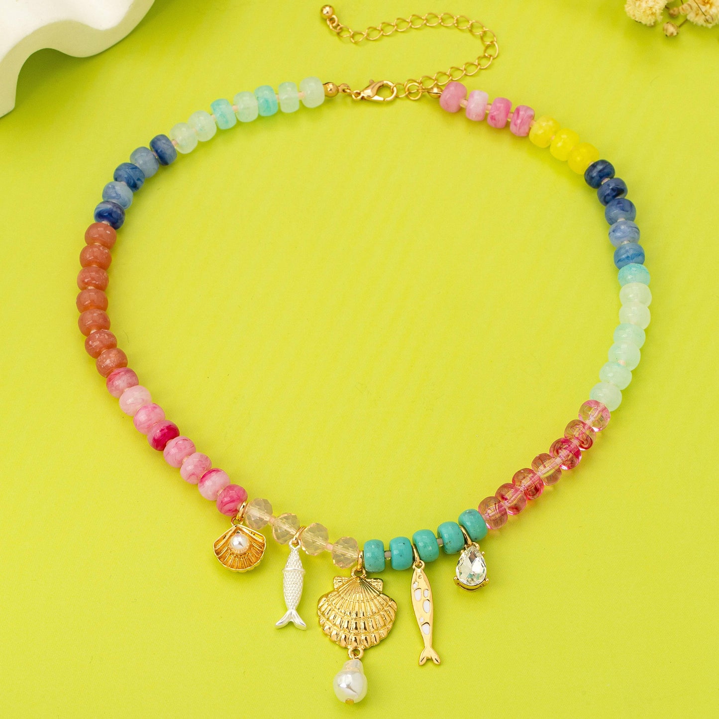 Nautical Multi-Color Beaded Charm Necklace