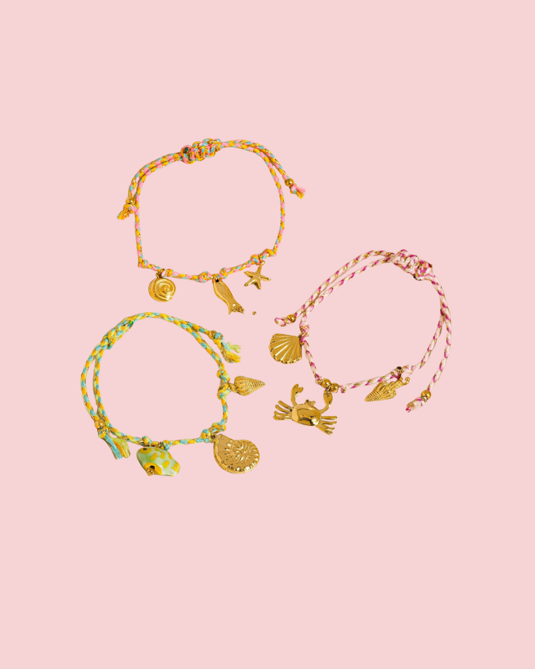 Menton 18K Gold Non-Tarnish Summer Rope Charm Bracelet