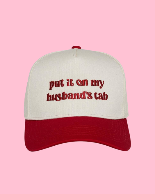 Two Tone Cap - Put It on My Husbands Tab - Beige/Red