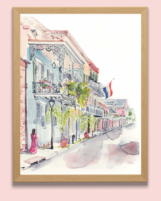 "French Quarter Stroll" Watercolor Fine Art Print