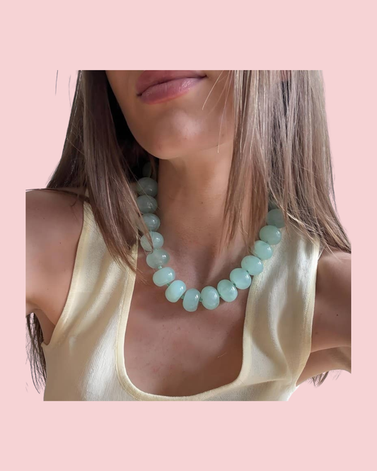 Chunky Beaded Natural Swirl Statement Necklace