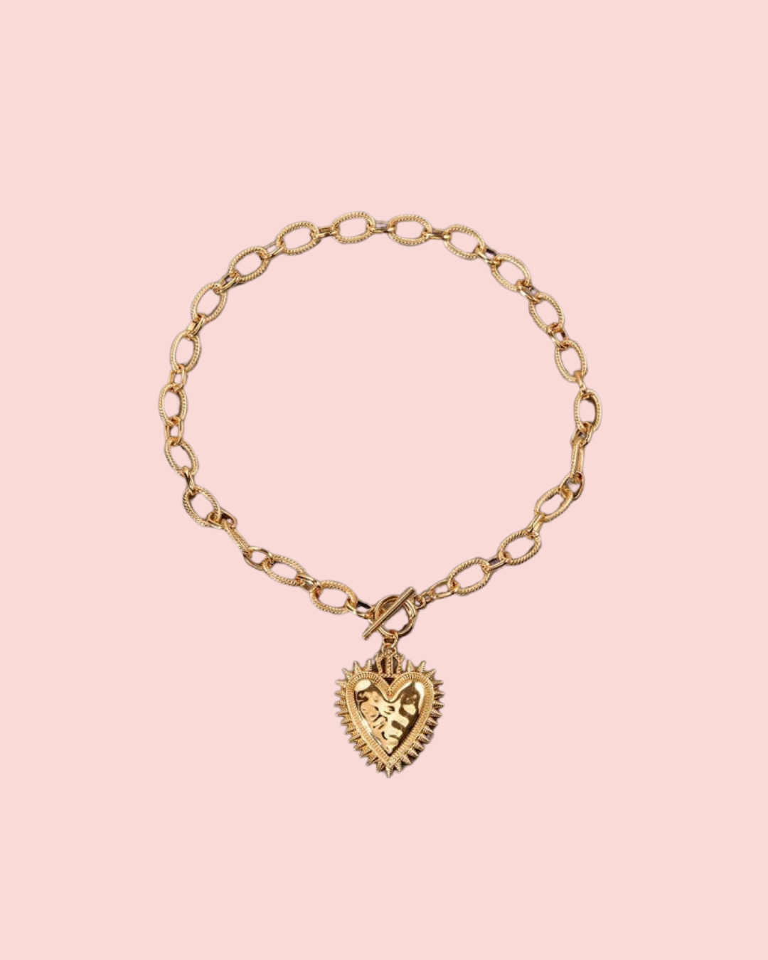 Spiked Heart Chain Necklace