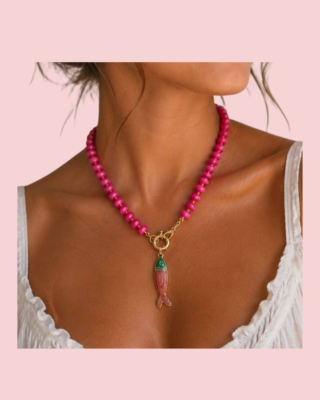 Stainless Steel Tarnish Free Fish Beaded Necklaces| 40NK9752