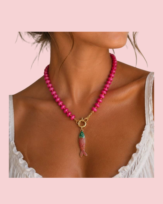 Stainless Steel Tarnish Free Fish Beaded Necklaces| 40NK9752