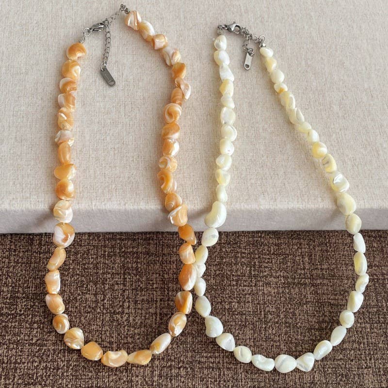 Iridescent Mother-of-Pearl Shell Nugget Necklaces