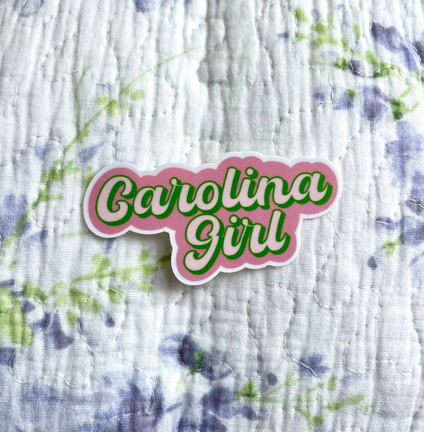 Carolina Girl North or South Pink and Green Vinyl Sticker