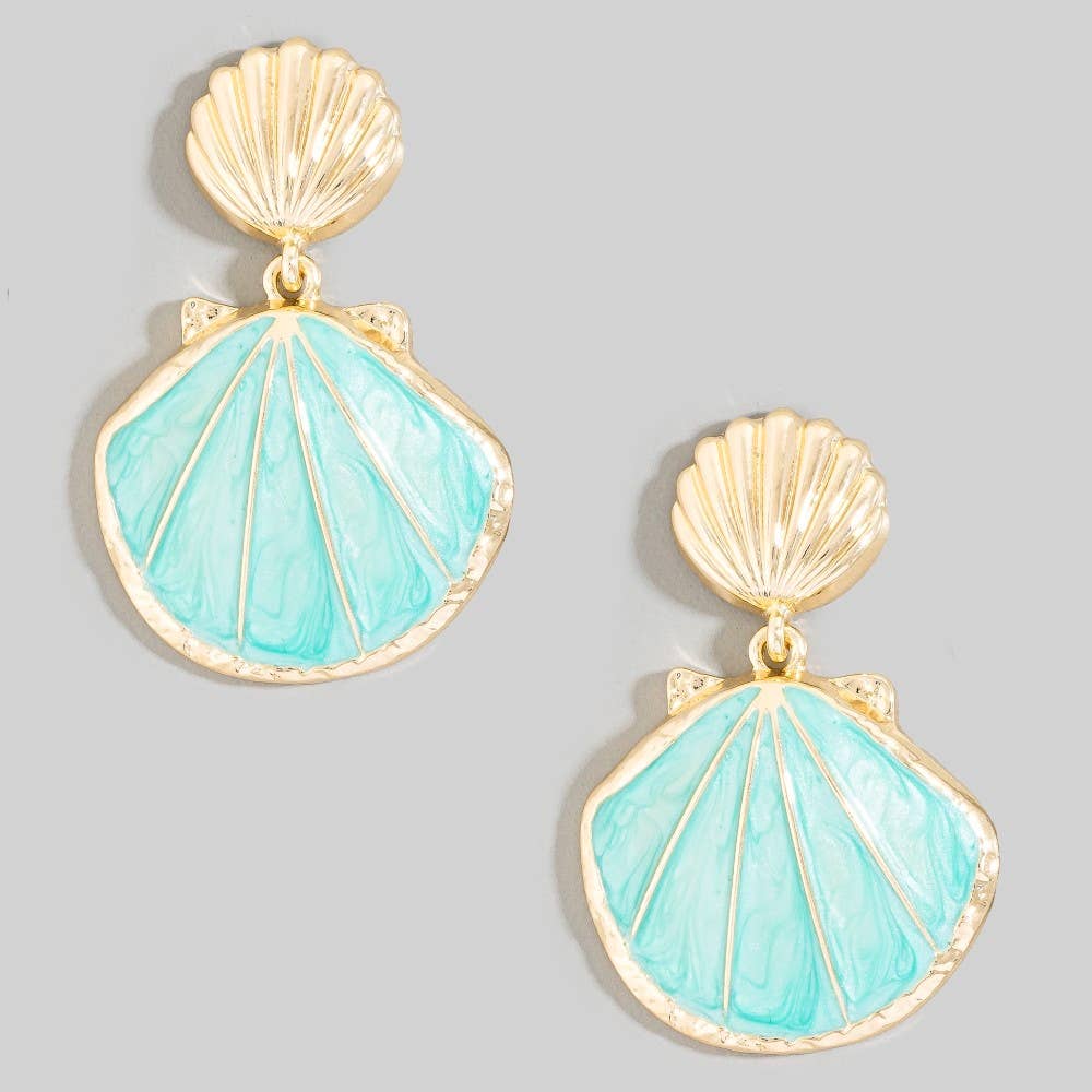 Enamel Double Seashell Drop Earrings