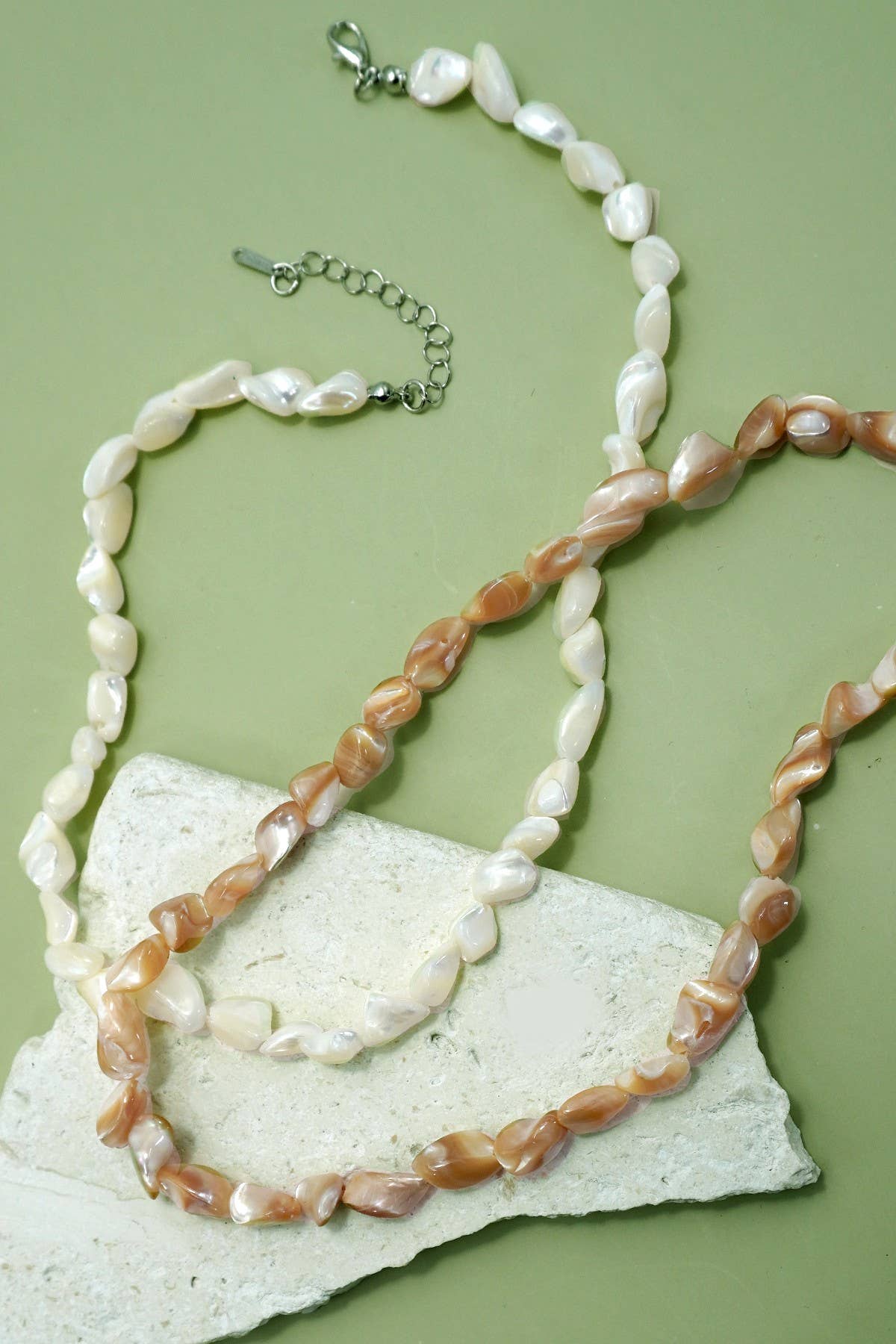 Iridescent Mother-of-Pearl Shell Nugget Necklaces