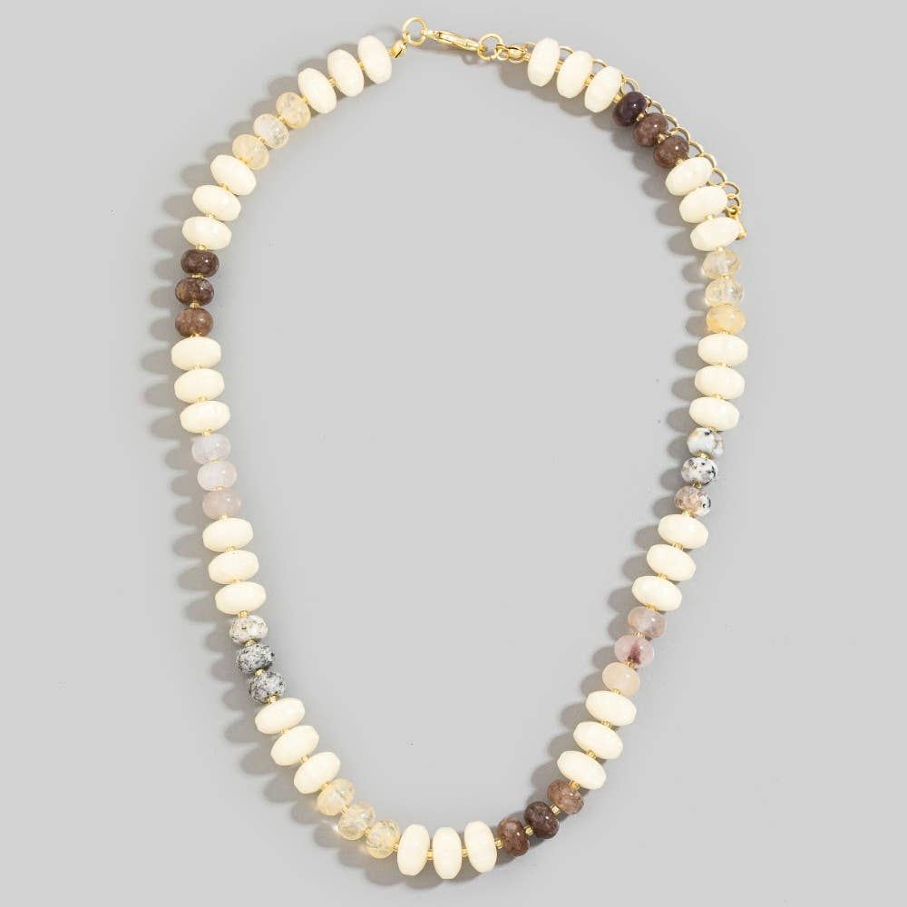 Mixed Glass And Resin Disc Beaded Necklace