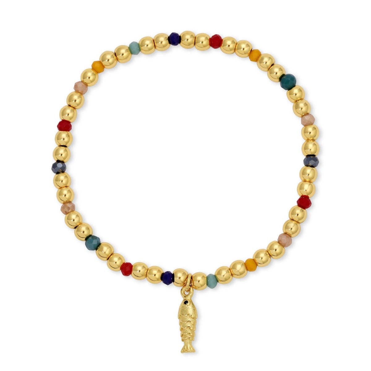 Fish Charm Beaded Stretch Bracelet