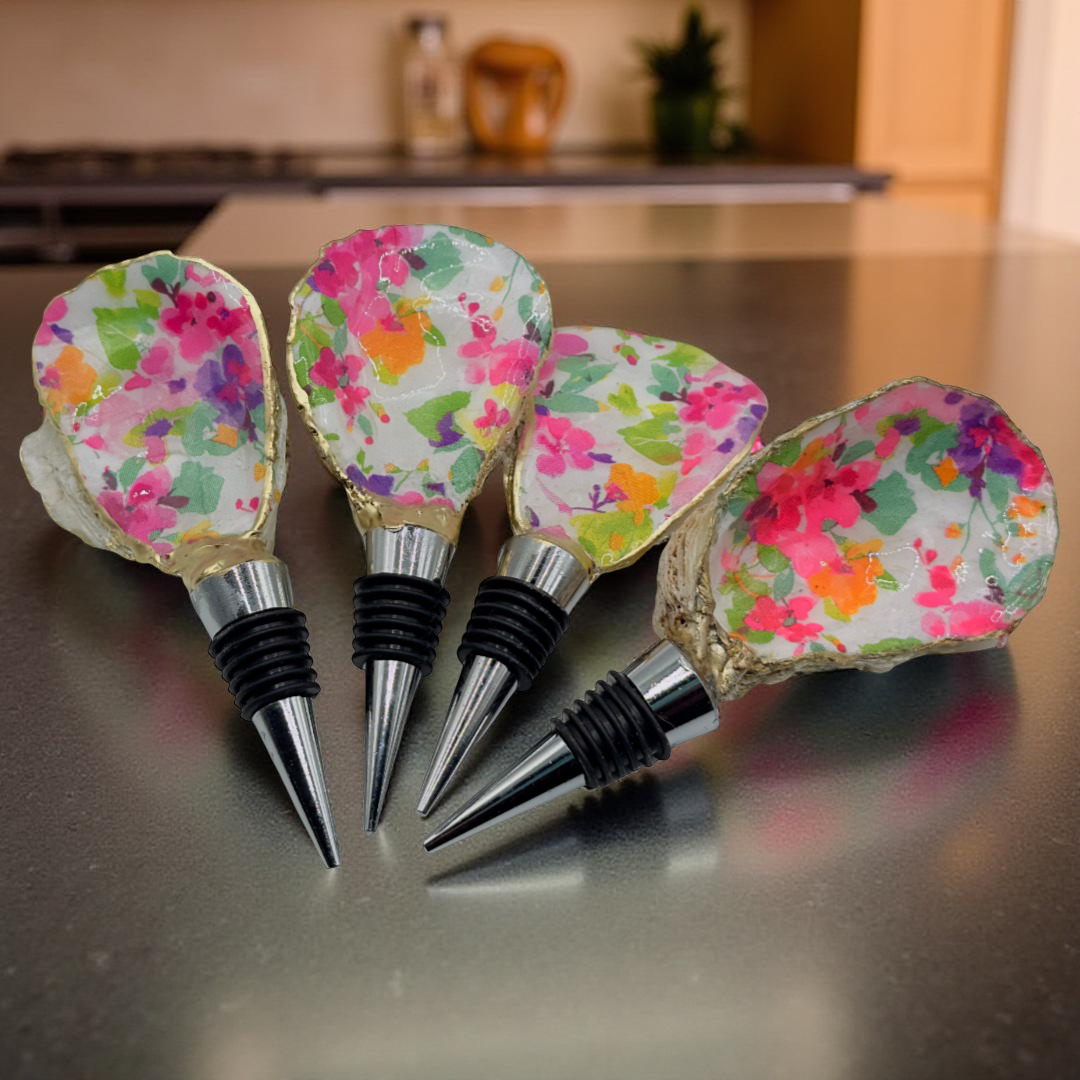 Bloom Burst Oyster Shell Wine Stopper – Gold Rim