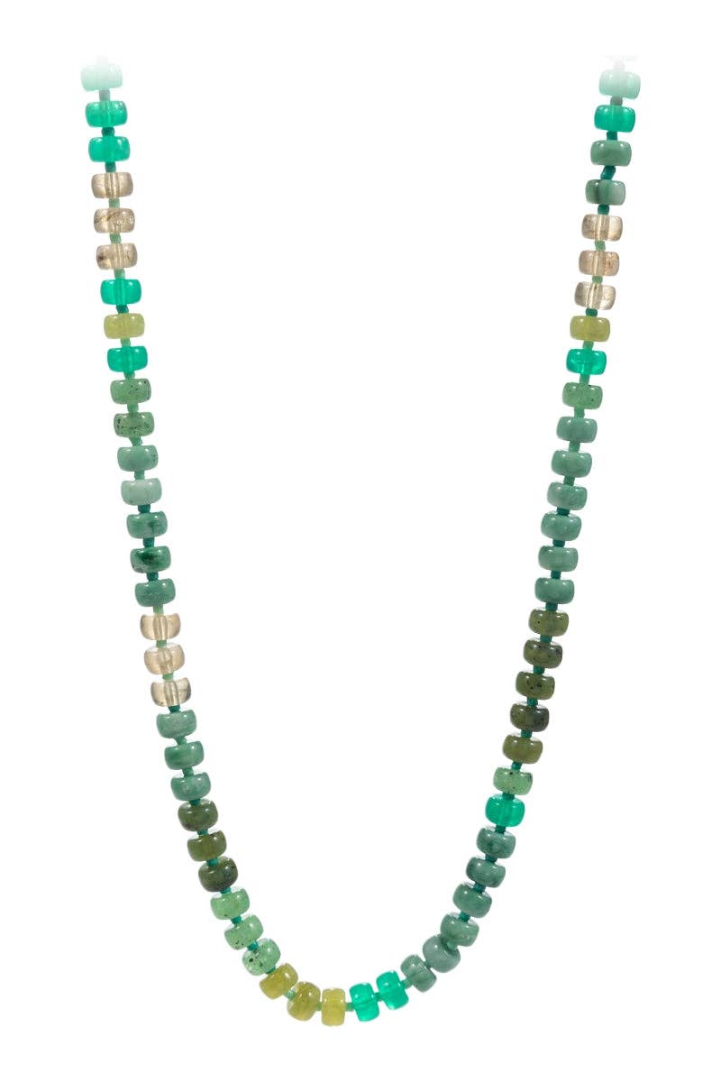 Flat Round Resin Beads Ombre Mixed Short Necklace