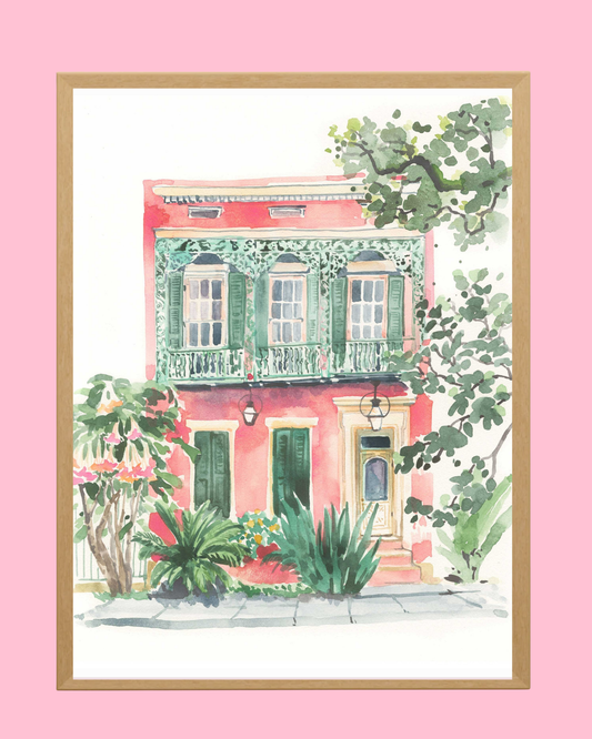 "The Watermelon House" Watercolor Fine Art Print