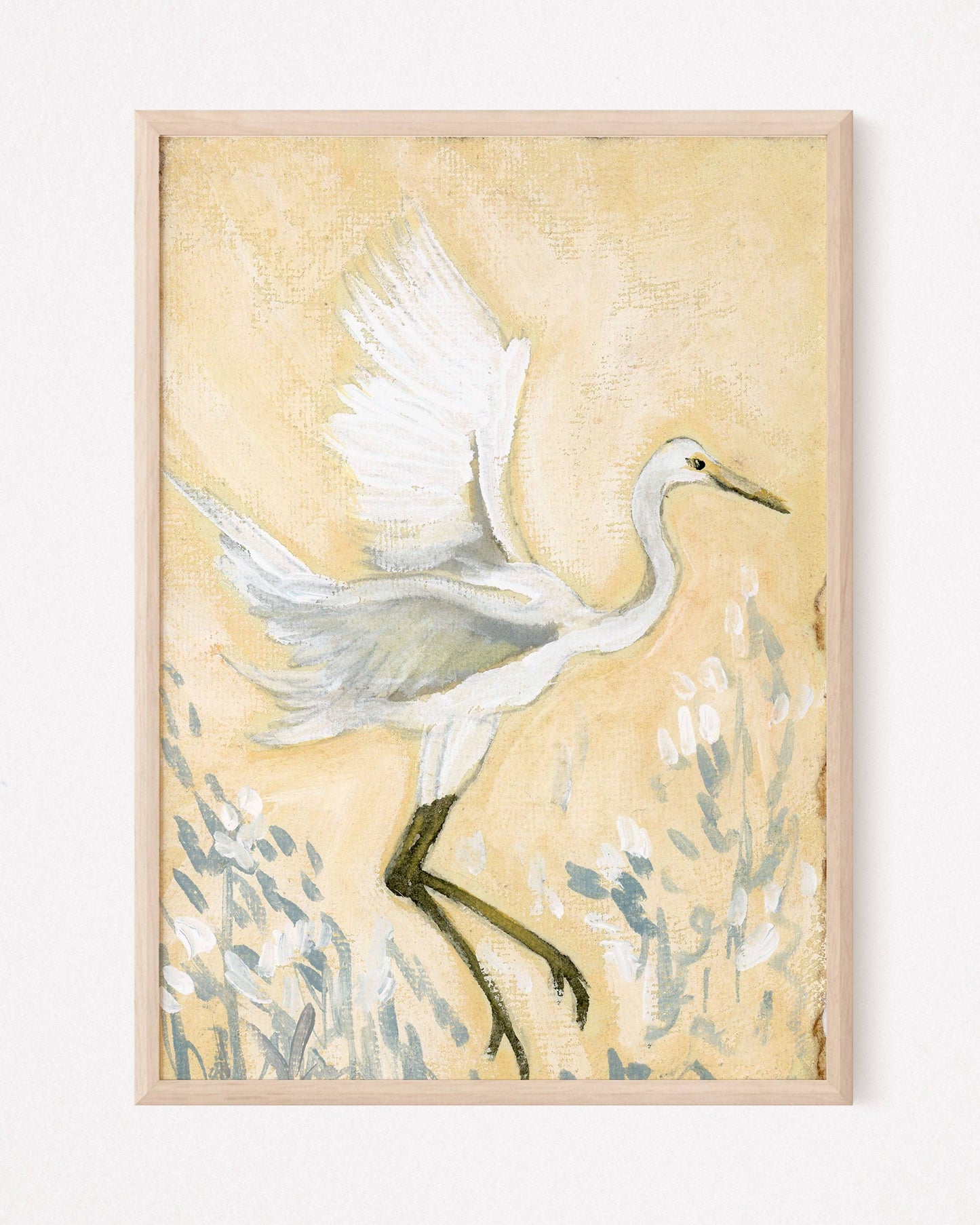 Ginevra White Egret, a Vertical Print