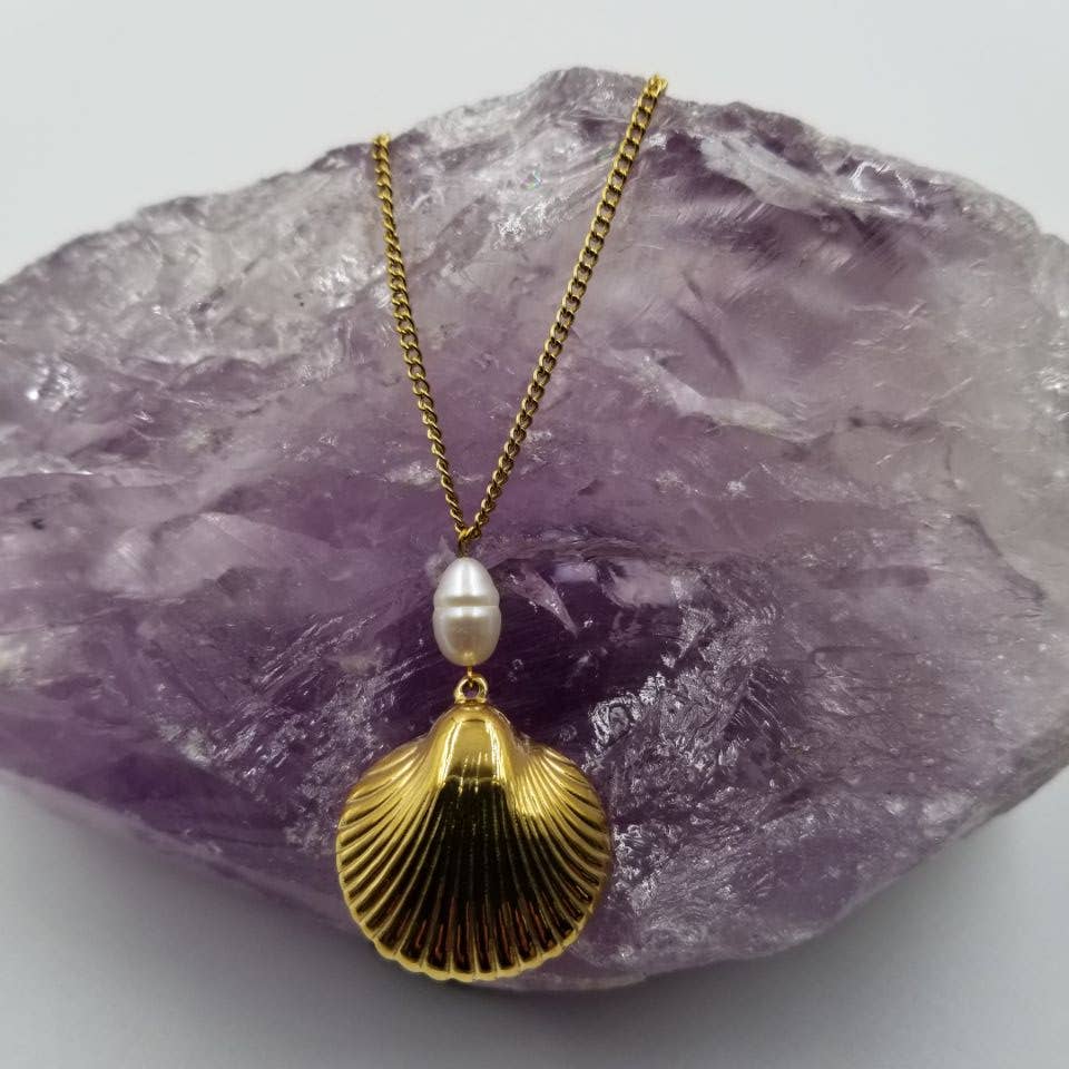 Gold Plated Freshwater Pearls and Shell Necklaces