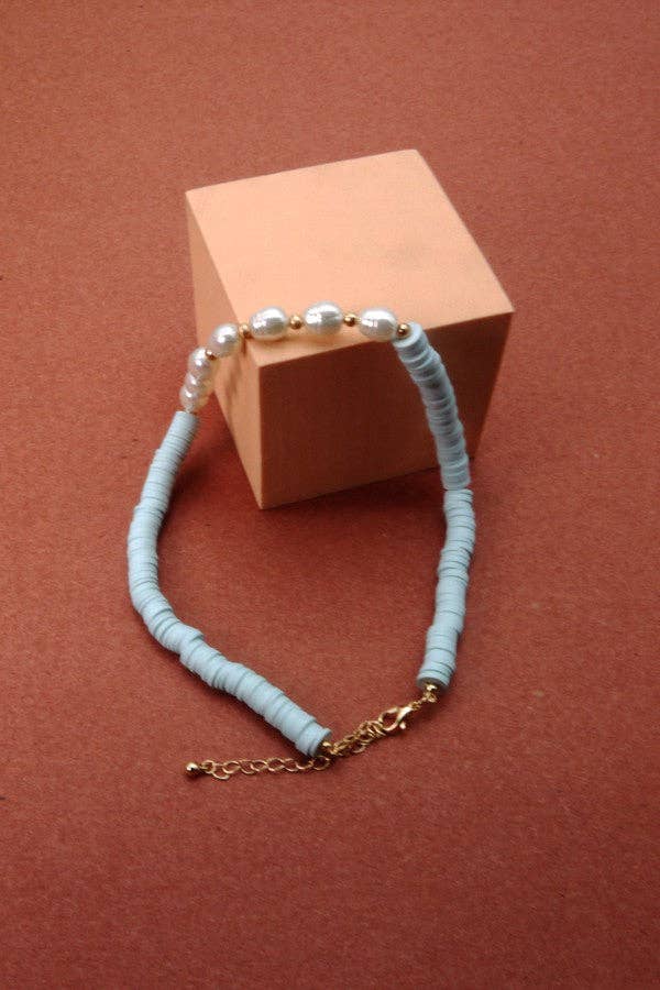 Heishi Disc Bead Pearl Necklace