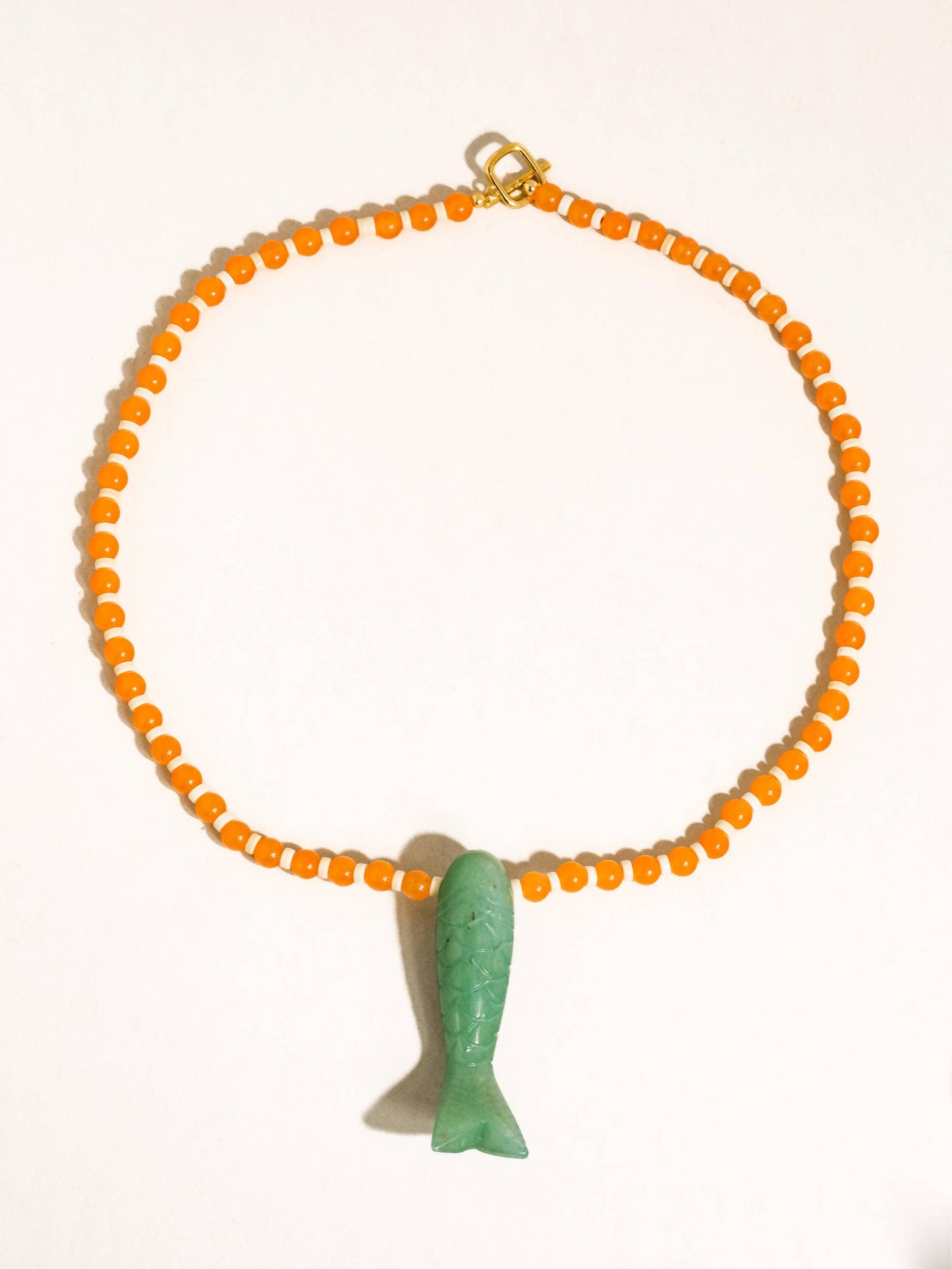 Nicolette 18K Gold Vintage Beaded Fish Necklace
