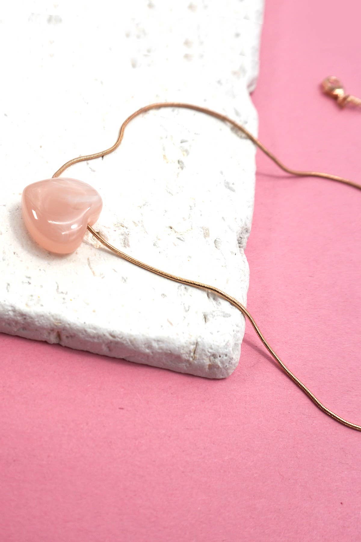 Rose Quartz Heart Charm Necklace