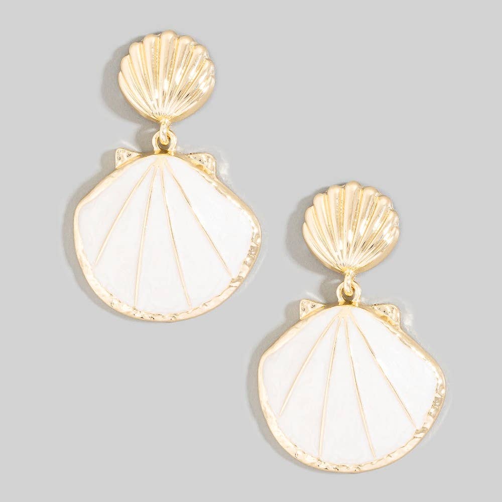 Enamel Double Seashell Drop Earrings