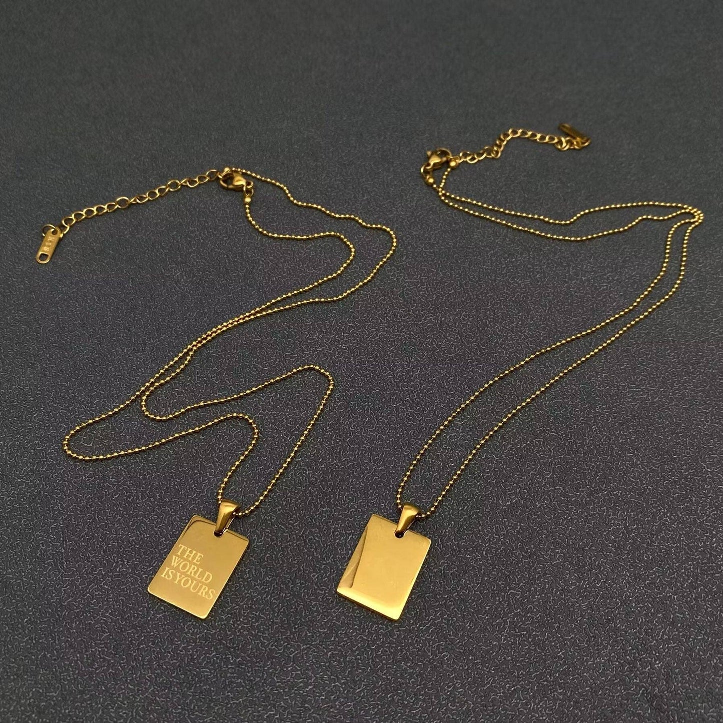 Inspiring Square Charm 18K Gold Plated S.Steel Necklace - FGS